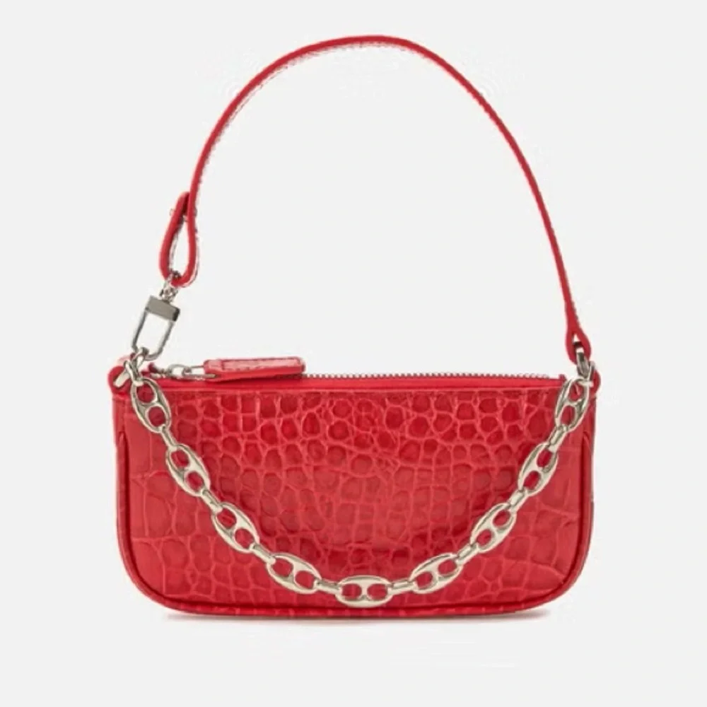 By far Mini Rachel Croc Embossed Leather Top Handle Bag